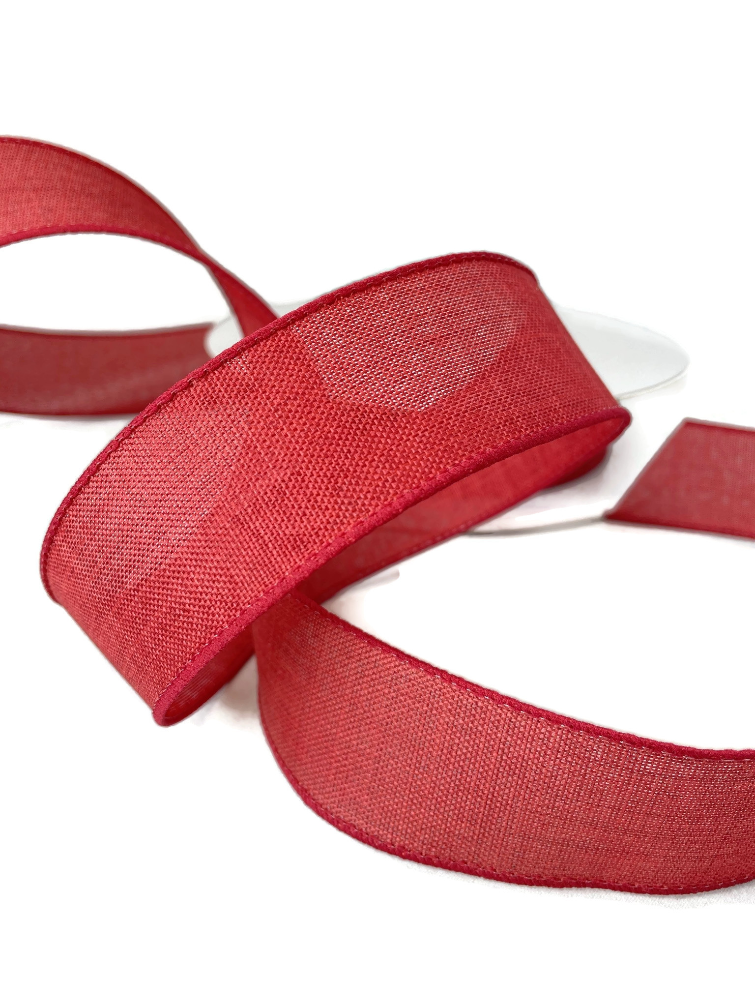 Red Denim Wired Ribbon, #9, 50 yards - Ladybug Wreaths Shop